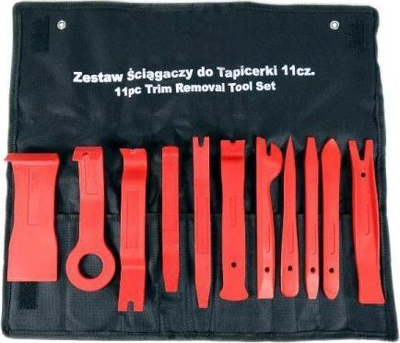 Set leva për kapëse tapicerie makine, 11 copa, plastikë e fortë, portokalli