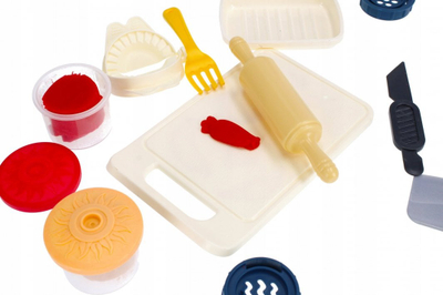 Set lodër Euro Trade Plasticine Dough, makinë makarone, me aksesorë kuzhine, shumëngjyrësh