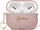 Kuti mbrojtëse Guess Metallic Script Charm për AirPods 4, me varëse, rozë metalike