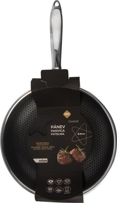 Tigan Orion COOKCELL, 26 cm, me sipërfaqe jo ngjitëse 3 shtresa, ngjyrë argjendtë