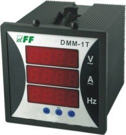 Matës parametrash rrjeti njëfazësh F&amp;F DMM-1T, 12-400V AC, panel dixhital 96x96mm