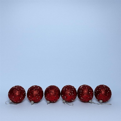 Topa dekorues 6/1, 6cm kuqe/gold/argjendtë. UNIMIKS