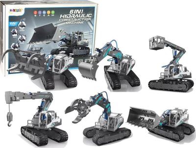 Set lodrash ndërtimi Leantoys 6n1, 223 pjesë, mekanizëm hidraulik, gri blu