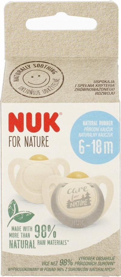 Qetësues NUK For Nature, latex anatomik, 6-18 muajsh, 2 copë, gri bezhë