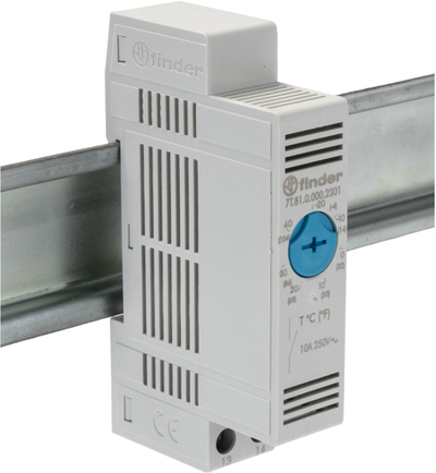 Termostat për dollap elektrik Finder 7T.81.0.000.2301, për shinë DIN, -20°C gjer më 40°C, gri
