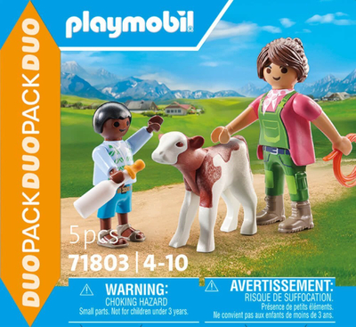 Set lodrash Playmobil Farmer with Calf, fermë me viç, shumëngjyrësh