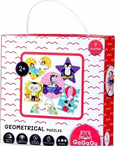 Puzzle gjeometrik Gagagu Geometric Puzzle, set edukativ, shumëngjyrësh