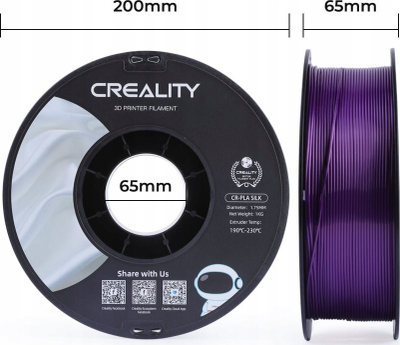 Filament 3D Creality Silk PLA, 1.75mm, saktësi +/-0.03mm, lejla me shkëlqim