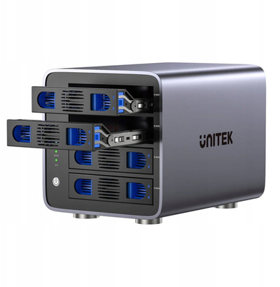 Kuti e jashtme RAID Unitek, USB C, për disqe SATA deri 80TB, e zezë
