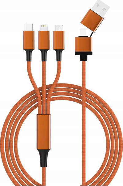 Kabllo karikimi Smrter Hydra ULTRA 5n1, 120cm, najlon, portokalli