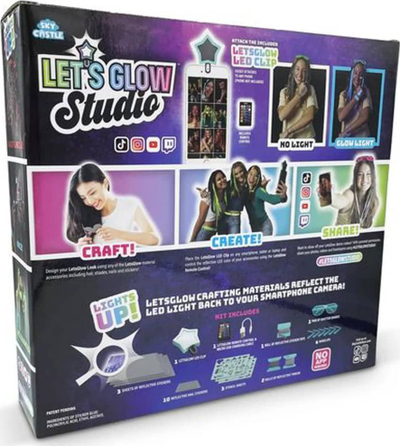 Set kreativ Lets Glow Studio, klips LED për telefon, materiale reflektuese, shumëngjyrësh