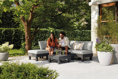 Karrige kopshti Cantara Elements, modulaire, me jastëk, gri e errët