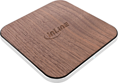 Karikues wireless InLine Qi Woodcharge, Fast Charge 15W, USB C, ngjyrë druri