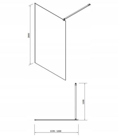 Panel dushi Cersanit Mille S161-002, 120x200 cm, xham Easy Clean, kornizë krom