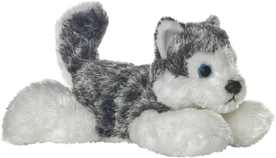Lodër pellushi Aurora Mini Flopsies Husky Mush, 20cm, gri e bardhë
