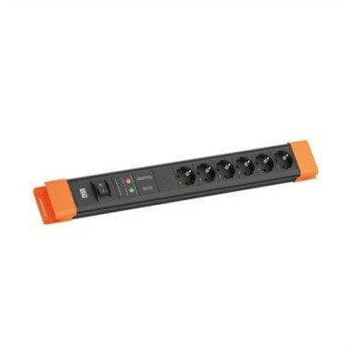 Zgjatës elektrik Bachmann CONNECTUS, 6x CEE 7/3, 2m, i bardhë me portokalli