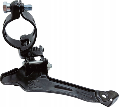 Преден менувач за велосипед Shimano Tourney FDTZ510, 6 брзини MTB, стега 31.8 mm, црно сребрена
