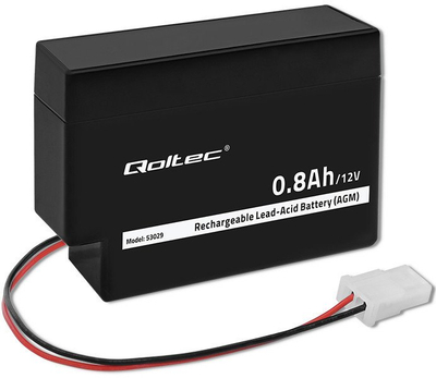 Bateri AGM Qoltec 53029, 12V, 0.8Ah, e zezë