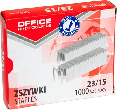 Kapëse letre Office Products 23/15, mban deri nja 120 fletë, 1000 copë, ngjyrë argjendtë