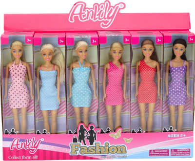 Kukull LEAN Toys Anlily, fustan me pika, flokë të gjata, shumëngjyrëshe