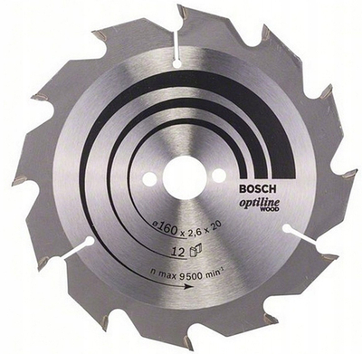 Teh sharrë rrethore Bosch Optiline Wood 2608641173, 160mm, 12 dhëmbë, gri
