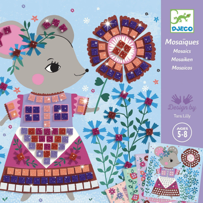 Креативен сет мозаик со налепници DJECO Lovely Pets, за деца, со сјај, шарен