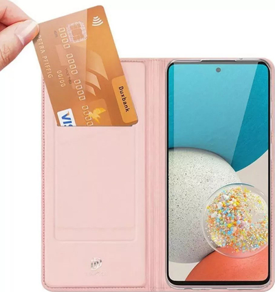 Mbulesë folio Dux Ducis Skin Pro për Samsung Galaxy A55, me xhep për karta, ngjyrë rozë