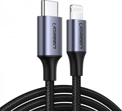 Kabllo karikimi Ugreen UGR268, USB C me Lightning, 1 m, gri