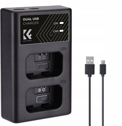 Karikues baterie K&amp;F Concept FW50 me dy vrima, me ekran LED, me kabllo Type C