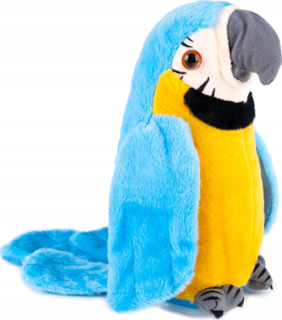Lodër pelushi papagall Talking Parrot, interaktive, që përsërit zërin, blu e verdhë