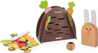 Lodër druri edukative Janod Magic Carrot, lojë koordinimi, +3 vjeç, shumëngjyrëshe