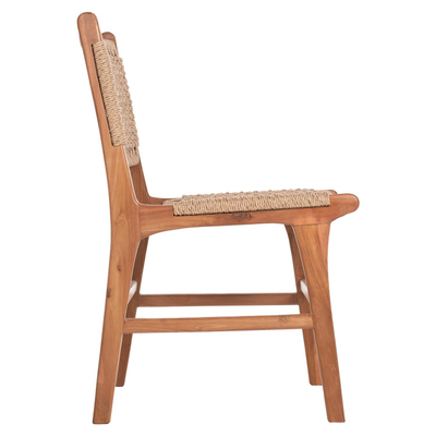 Karrige ngrënieje Nesha druri teak & litar 50×62×85 cm (HM9386.01)