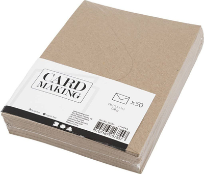 Коверти од хартија C6 рециклирани, 120g, 50 парчиња, природно кафеава