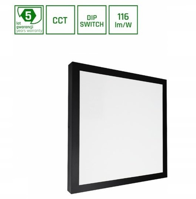 Llambë tavani LED Spectrum LED, katrore 40x40x8cm, fuqi dhe ngjyrë drite e rregullueshme, e zezë