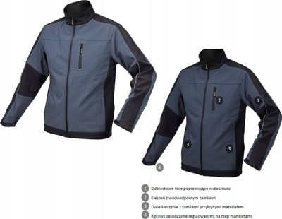 Xhaketë pune YATO Softshell, që s’e kap uji, madhësia XXXL, gri e errët