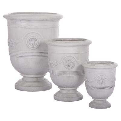 Set vazo dekorative Gardener HM4729, 3 copa, FiberClay, e bardhë