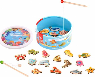 Loja druri magnetike Tooky Toy Dexterity Fishing, 22 copa, shumëngjyrëshe