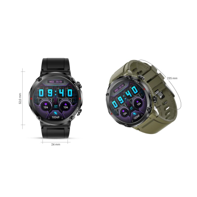 Smartwatch Gravity GT21-7, ekran 1.6", IP67, me rrip silikoni t'zi