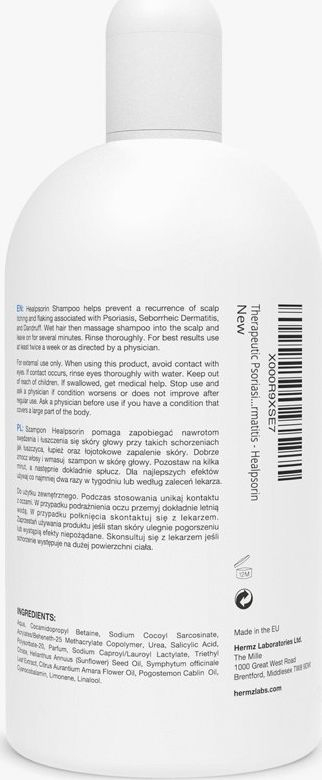 Shampo mjekësore Hermz Healpsorin, për psoriazë dhe zbokth, 500ml