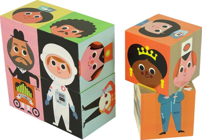 Puzzle kubik druri Lean Toys, 6 kube, figura personazhesh, me ngjyra