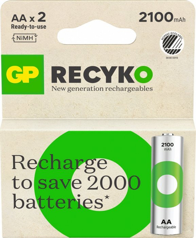 Bateri të rikarikueshme GP ReCyko AA, 2100mAh, NiMH, paketa me 2 copë