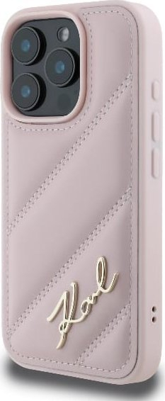 Maskë telefoni Karl Lagerfeld Quilted Signature për iPhone 16 Pro 6.3", rozë