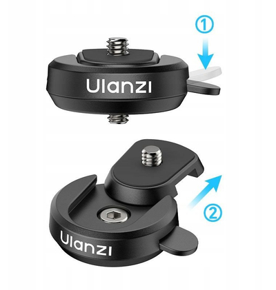 Set quick release për kamera Ulanzi CK01 CKa, sistem montimi 1/4", mekanizëm i shpejtë, i zi