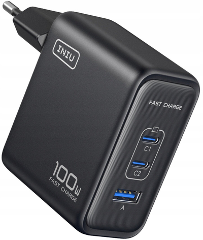 Karikues rrjeti Iniu Leopard Charger, 100W, me 3 porta, i zi