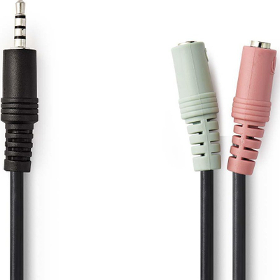 Adapter audio 3.5mm për kufje dhe mikrofon, ndarës, ngjyrë e zezë