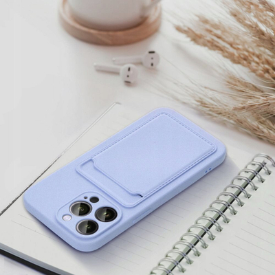 Futrollë telefoni OEM Card Slot Cover për iPhone 16 Pro, me xhep karte, silikoni, ngjyrë vjollcë
