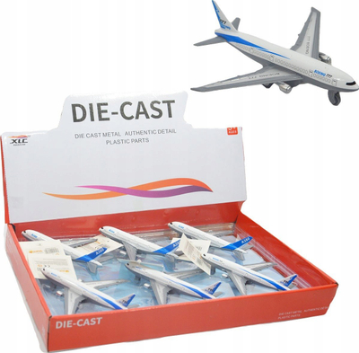 Aeroplan lodër metalik Bigtoys BSAM5719, die-cast, 14cm, bardhë blu