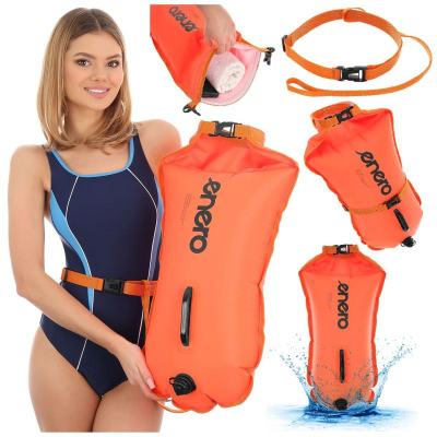 Bojë noti me ajër Enero Safety Buoy Dry Pocket, 72x36 cm, xhep që s’e merr uji, portokalli