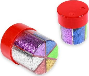 Gliter pluhur MultiColor, 6 ngjyra, 10g, me kapak të kuq
