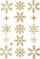 Ngjitëse zbukurimi Craft with Fun Christmas Snowflakes, forma dëboresh me shkëlqim, ngjyrë ari